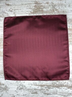 Burgundy Pocket Square Woven Geometric Silk Blend Formal Wedding Handkerchief